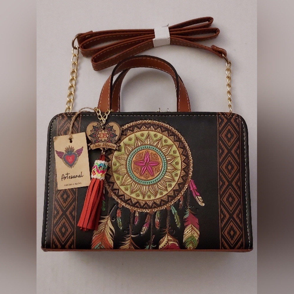 Purse Handbag Cross Body Clutch Hobo Leather Dream Catch Hand Made Artisanal